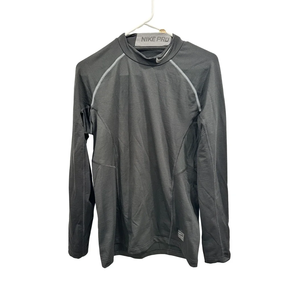 Nike Pro Fitted Long‎ Sleeve Training Top Baselayer Mens Medium Gray Dri Fit